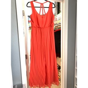 Rust Orange Chiffon Maxi Dress